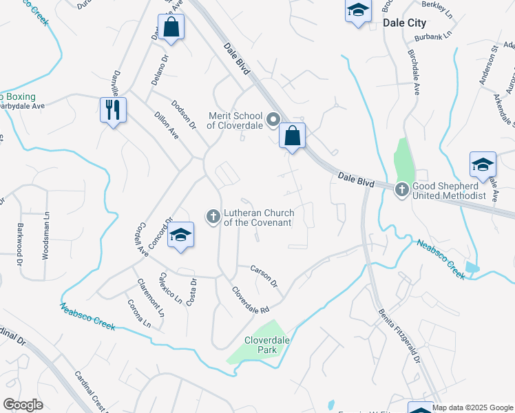 map of restaurants, bars, coffee shops, grocery stores, and more near 15053 Cardin Place in Woodbridge