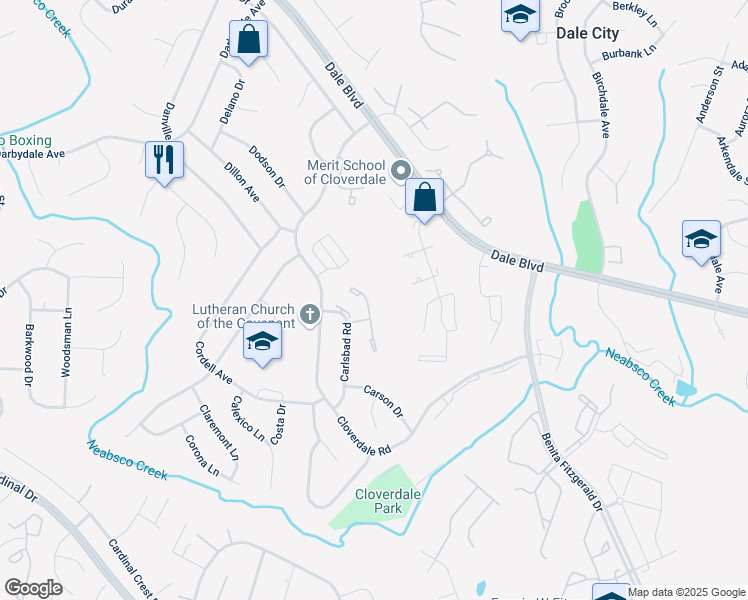 map of restaurants, bars, coffee shops, grocery stores, and more near 15053 Cardin Place in Woodbridge