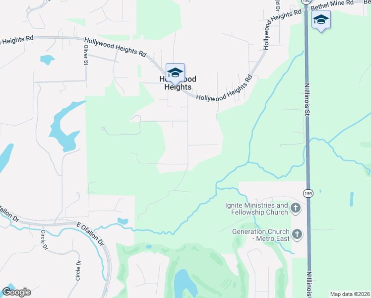 map of restaurants, bars, coffee shops, grocery stores, and more near 101 Athlone Drive in Caseyville