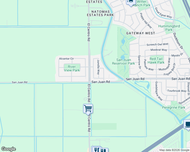 map of restaurants, bars, coffee shops, grocery stores, and more near 3401 Zalema Way in Sacramento