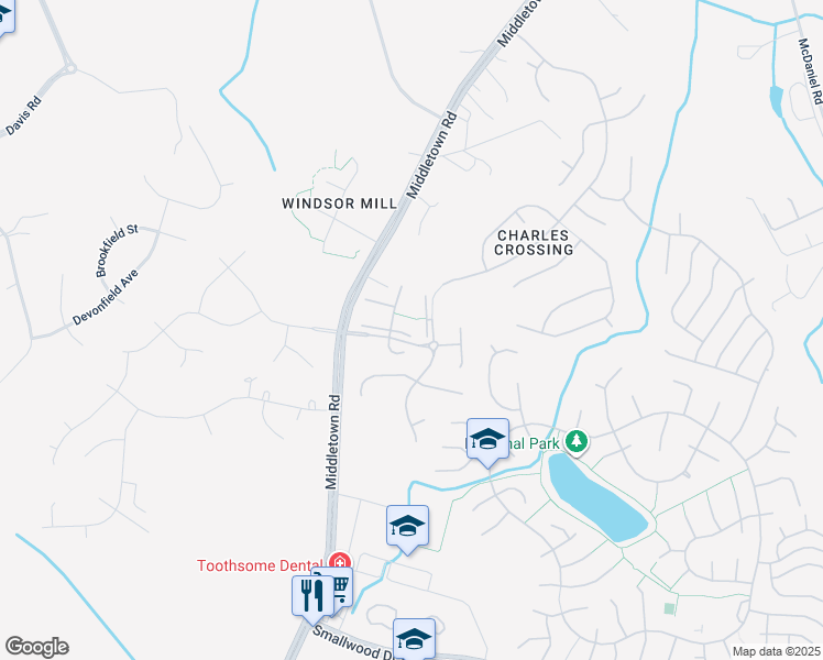 map of restaurants, bars, coffee shops, grocery stores, and more near 9896 Moffit Place in Waldorf