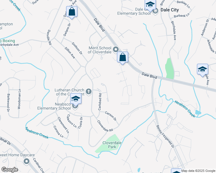 map of restaurants, bars, coffee shops, grocery stores, and more near 15051 Cardin Place in Woodbridge