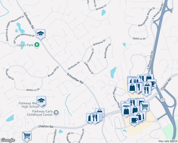map of restaurants, bars, coffee shops, grocery stores, and more near 14603 Chermoore Drive in Chesterfield
