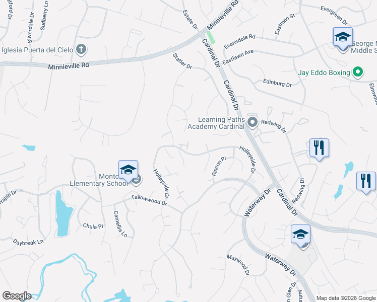 map of restaurants, bars, coffee shops, grocery stores, and more near 15097 Mill Spring Drive in Montclair