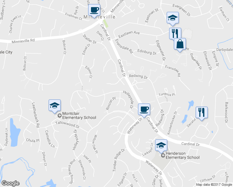 map of restaurants, bars, coffee shops, grocery stores, and more near 15150 Holleyside Drive in Dumfries