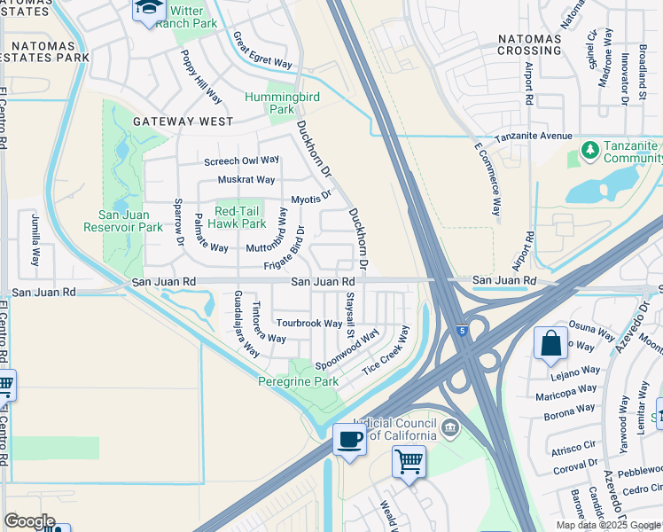 map of restaurants, bars, coffee shops, grocery stores, and more near 3351 Duckhorn Drive in Sacramento