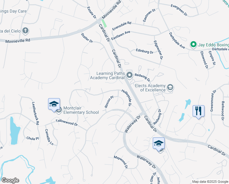 map of restaurants, bars, coffee shops, grocery stores, and more near 15150 Holleyside Drive in Dumfries
