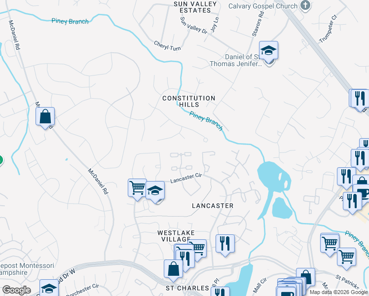 map of restaurants, bars, coffee shops, grocery stores, and more near 4635 Grebe Place in Waldorf