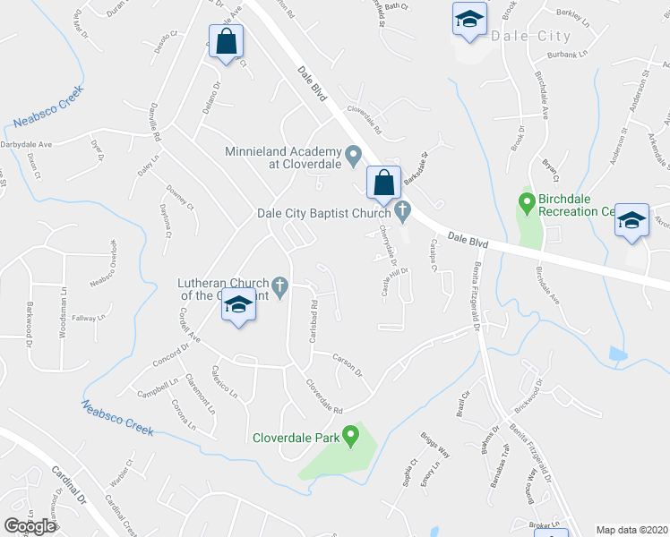 map of restaurants, bars, coffee shops, grocery stores, and more near 15041 Cardin Place in Woodbridge
