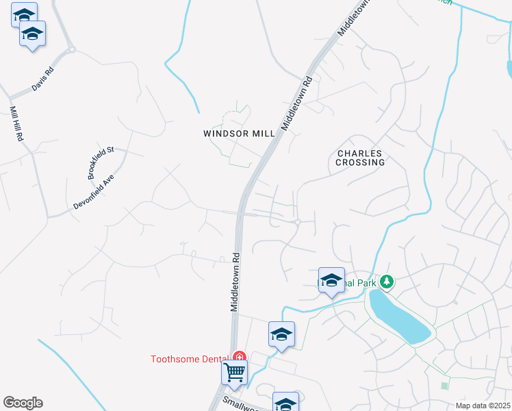 map of restaurants, bars, coffee shops, grocery stores, and more near 9856 Moffit Place in Waldorf