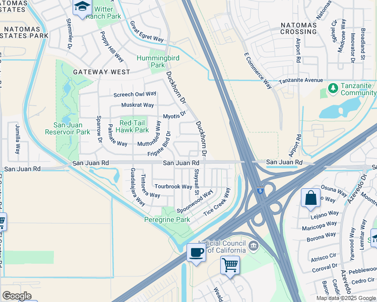 map of restaurants, bars, coffee shops, grocery stores, and more near 3351 Duckhorn Drive in Sacramento