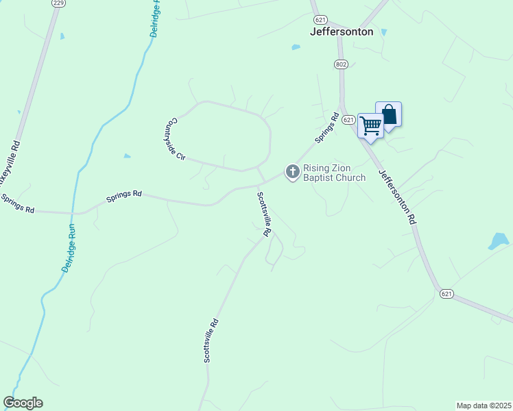 map of restaurants, bars, coffee shops, grocery stores, and more near 5254 Scottsville Road in Jeffersonton
