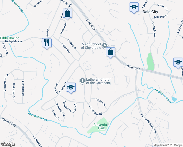map of restaurants, bars, coffee shops, grocery stores, and more near 15013 Cardin Place in Woodbridge