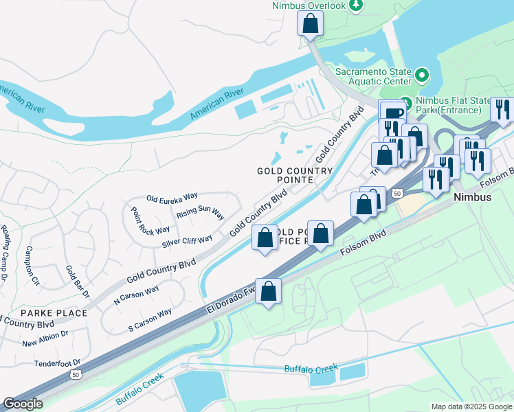 map of restaurants, bars, coffee shops, grocery stores, and more near 12013 Gold Arbor Lane in Gold River