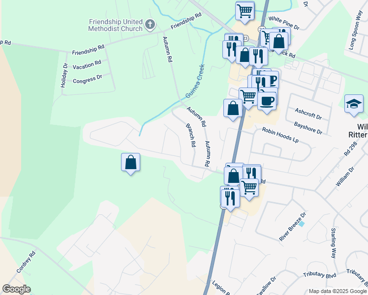 map of restaurants, bars, coffee shops, grocery stores, and more near 28078 Alderwood Loop in Millsboro