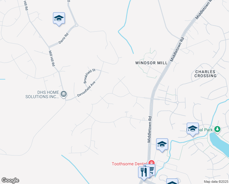map of restaurants, bars, coffee shops, grocery stores, and more near 2022 Downshire Court in Waldorf