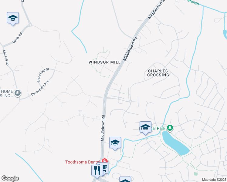 map of restaurants, bars, coffee shops, grocery stores, and more near 9809 Larson Place in Waldorf
