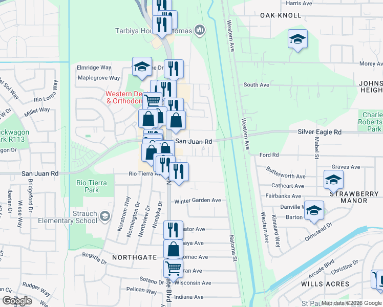 map of restaurants, bars, coffee shops, grocery stores, and more near 429 Rimmer Avenue in Sacramento