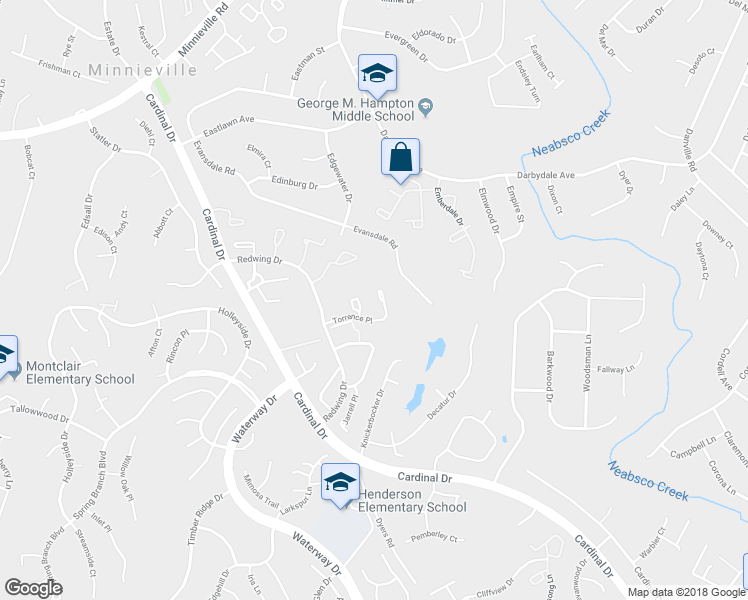 map of restaurants, bars, coffee shops, grocery stores, and more near 4420 Torrence Place in Woodbridge