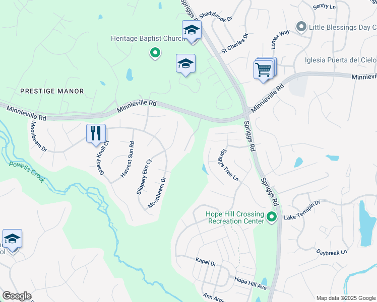 map of restaurants, bars, coffee shops, grocery stores, and more near 14715 Minnieville Road in Woodbridge