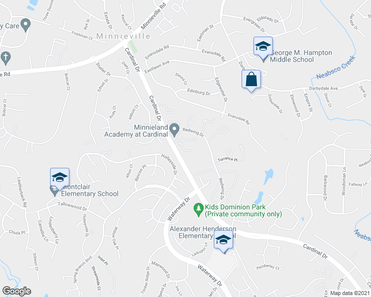 map of restaurants, bars, coffee shops, grocery stores, and more near 14959 Vireo Court in Woodbridge