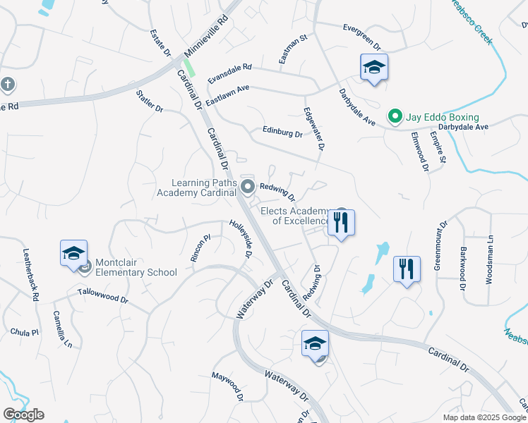 map of restaurants, bars, coffee shops, grocery stores, and more near 14959 Vireo Court in Woodbridge