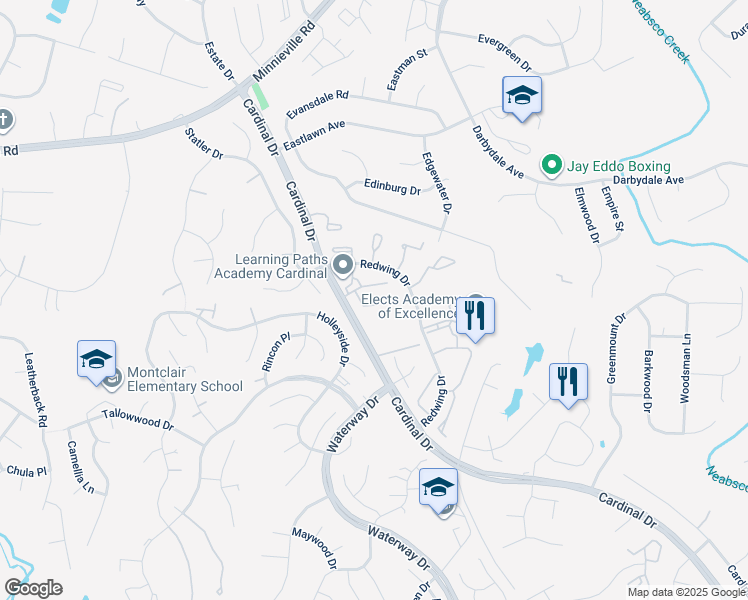 map of restaurants, bars, coffee shops, grocery stores, and more near 14969 Vireo Court in Woodbridge