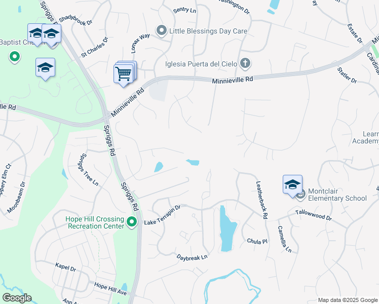 map of restaurants, bars, coffee shops, grocery stores, and more near 5300 Austra Place in Woodbridge