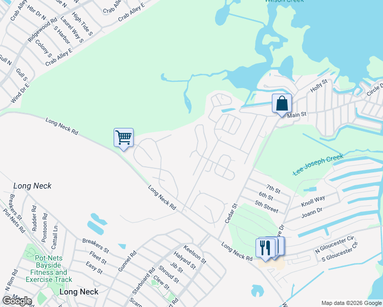 map of restaurants, bars, coffee shops, grocery stores, and more near 34982 Tugboat Court in Millsboro