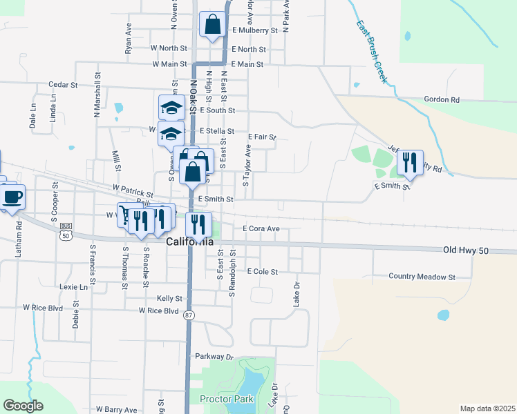 map of restaurants, bars, coffee shops, grocery stores, and more near 501-749 East Smith Street in California