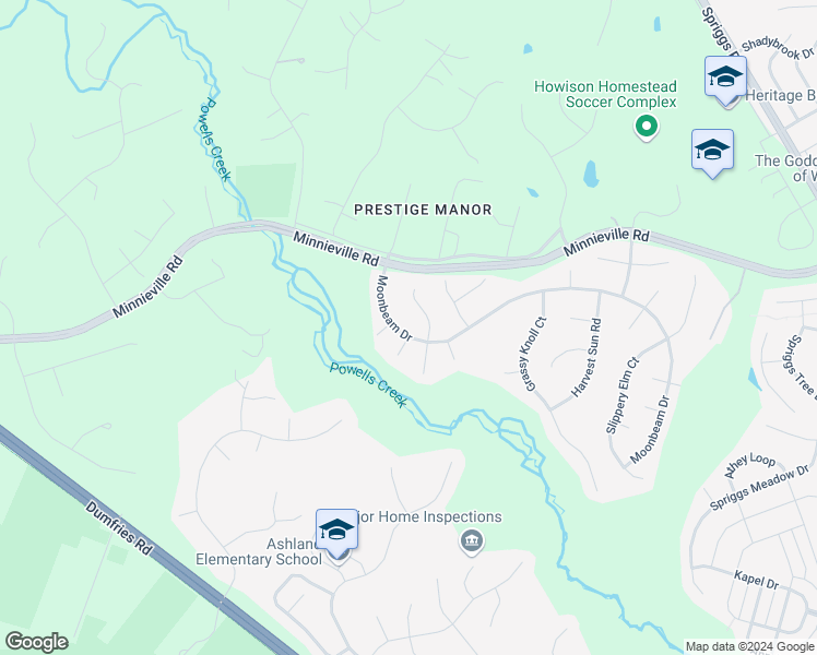 map of restaurants, bars, coffee shops, grocery stores, and more near 5920 Moonbeam Drive in Woodbridge