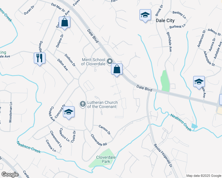 map of restaurants, bars, coffee shops, grocery stores, and more near 3525 Coxcomb Mews in Woodbridge
