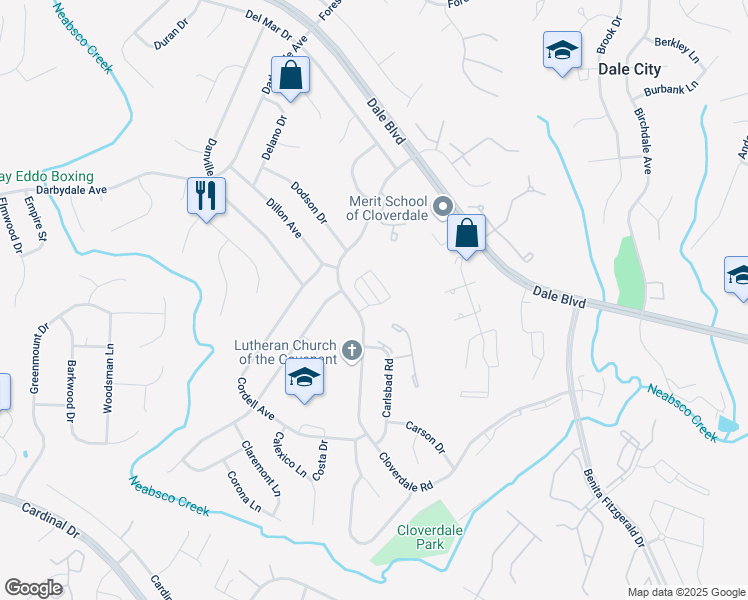 map of restaurants, bars, coffee shops, grocery stores, and more near 3717 Chippendale Circle in Dale City