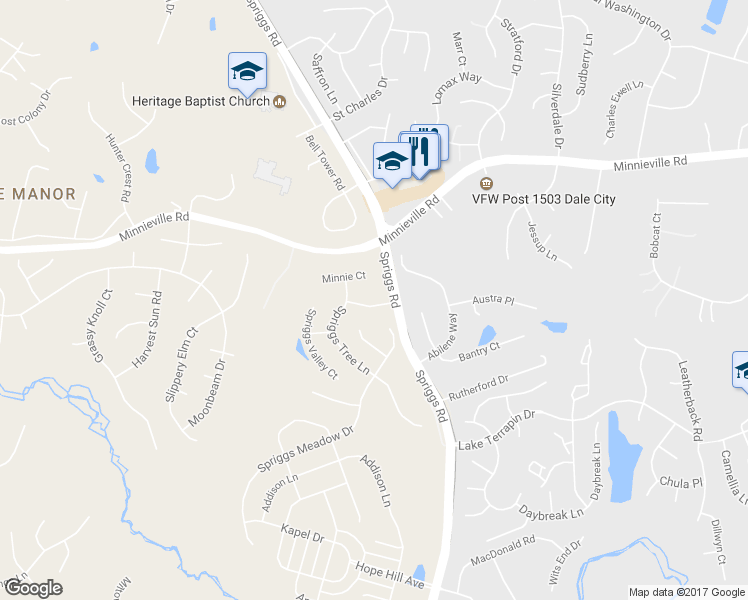 map of restaurants, bars, coffee shops, grocery stores, and more near 5554 Barnes Lane in Woodbridge