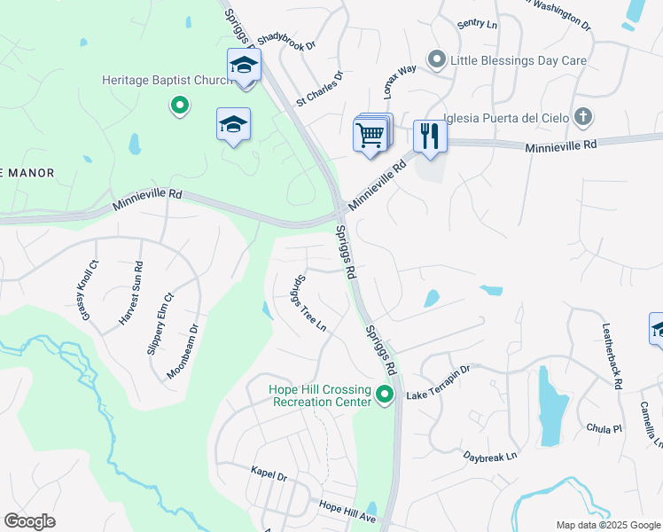 map of restaurants, bars, coffee shops, grocery stores, and more near 5554 Barnes Lane in Woodbridge