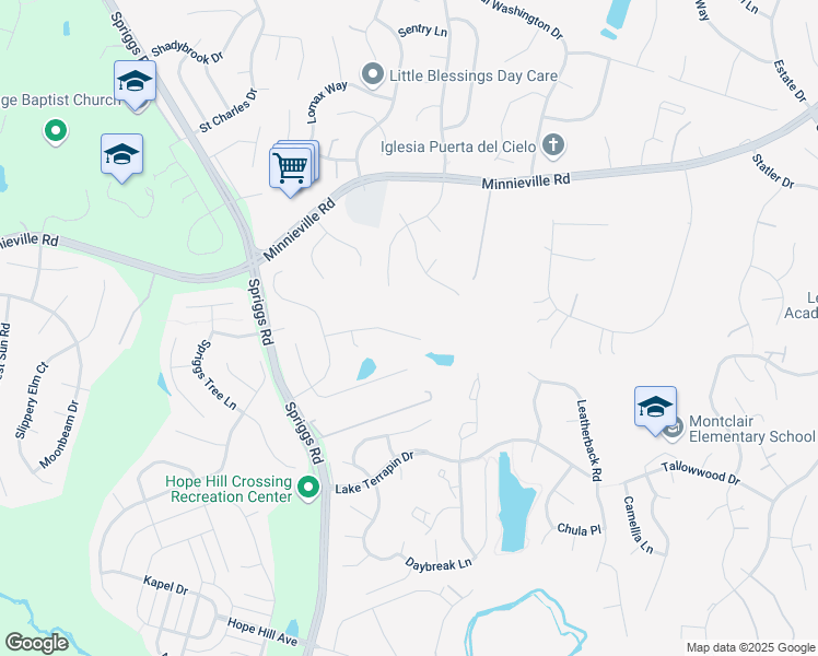 map of restaurants, bars, coffee shops, grocery stores, and more near 5316 Austra Place in Woodbridge