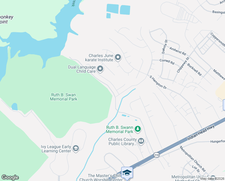 map of restaurants, bars, coffee shops, grocery stores, and more near 2979 Knight Court in Indian Head
