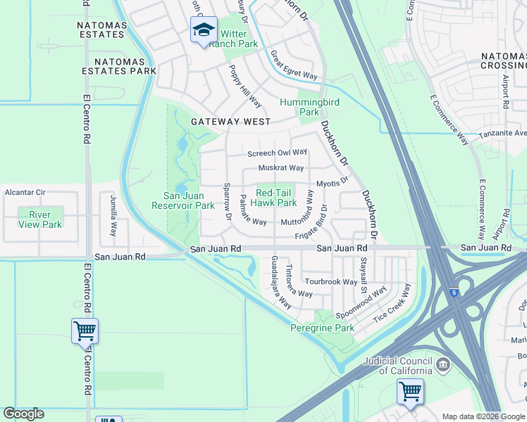 map of restaurants, bars, coffee shops, grocery stores, and more near 221 Orcutt Circle in Sacramento
