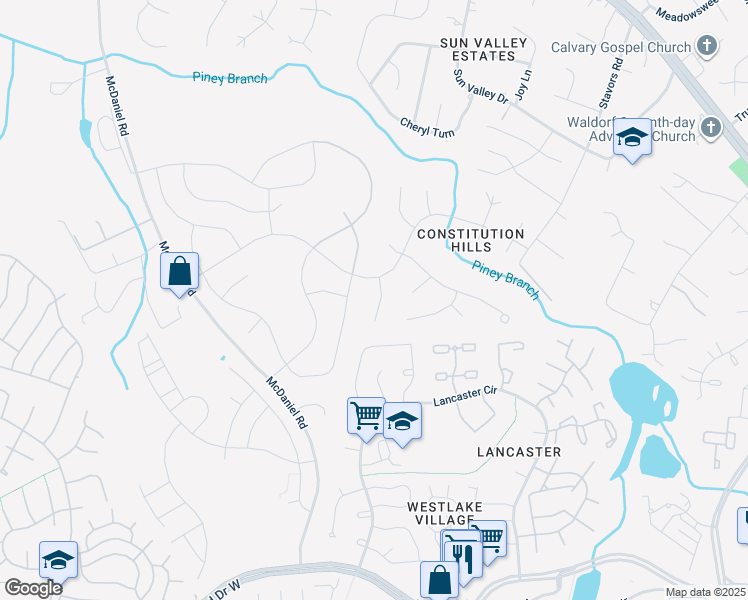 map of restaurants, bars, coffee shops, grocery stores, and more near 2511 Monroe Court in Waldorf