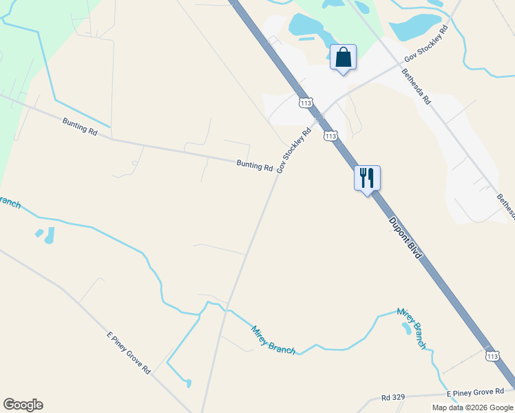 map of restaurants, bars, coffee shops, grocery stores, and more near 26084 Governor Stockley Road in Georgetown