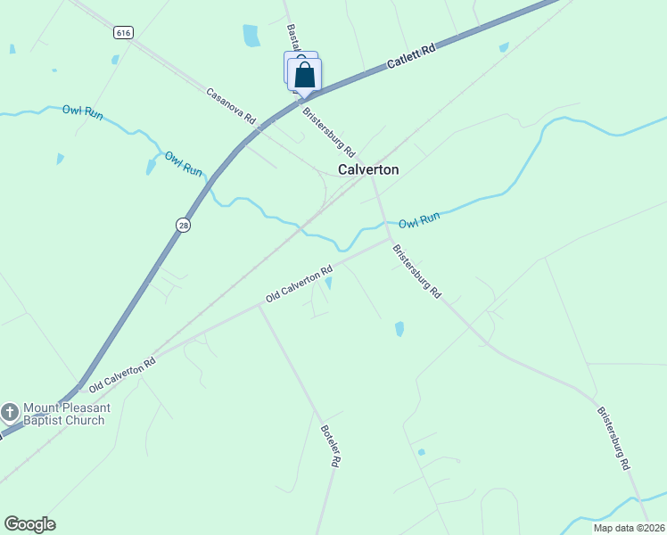 map of restaurants, bars, coffee shops, grocery stores, and more near 4145 Old Calverton Road in Catlett
