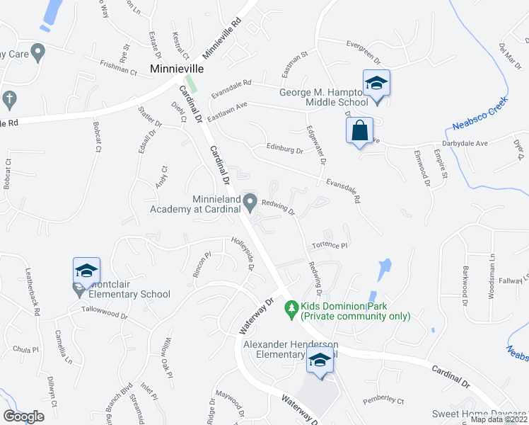 map of restaurants, bars, coffee shops, grocery stores, and more near 14907 Feeder Lane in Woodbridge