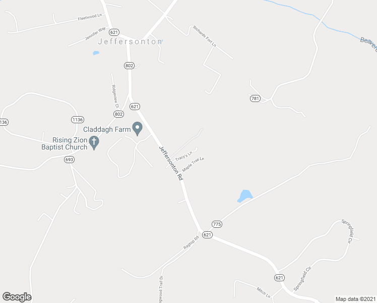 map of restaurants, bars, coffee shops, grocery stores, and more near 18388 Tracy's Lane in Jeffersonton