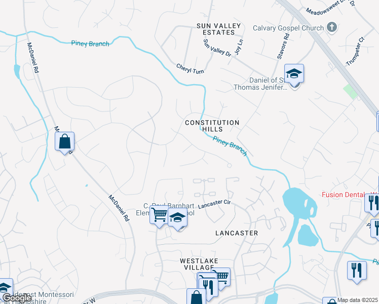 map of restaurants, bars, coffee shops, grocery stores, and more near 10811 United Court in Waldorf