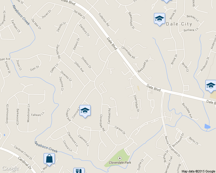 map of restaurants, bars, coffee shops, grocery stores, and more near 3715 Chippendale Circle in Woodbridge