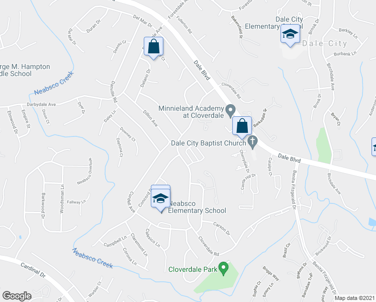 map of restaurants, bars, coffee shops, grocery stores, and more near 3685 Chippendale Circle in Dale City
