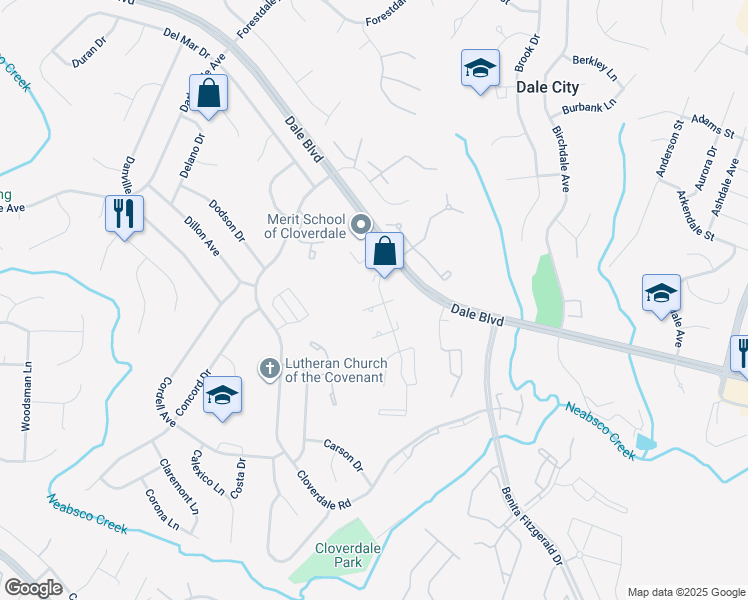 map of restaurants, bars, coffee shops, grocery stores, and more near 3504 Coxcomb Mews in Woodbridge