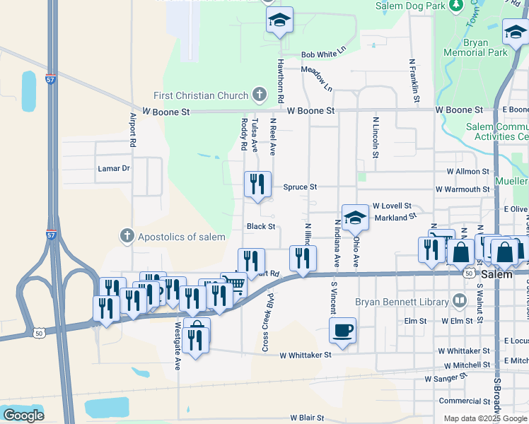 map of restaurants, bars, coffee shops, grocery stores, and more near 85 Glenwood Acres in Salem