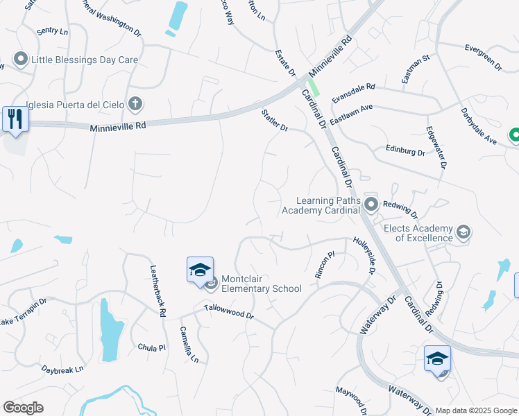 map of restaurants, bars, coffee shops, grocery stores, and more near 4511 Edsall Drive in Woodbridge