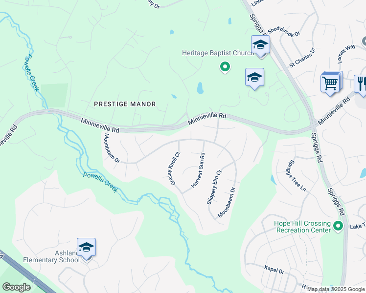 map of restaurants, bars, coffee shops, grocery stores, and more near 14883 Grassy Knoll Court in Woodbridge